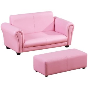 Vaikiška sofa su pufu (rožinė)